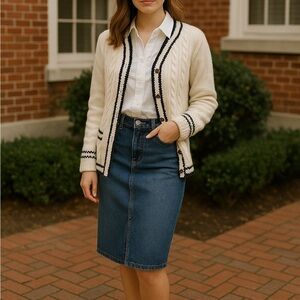 Lauren Ralph Lauren Midi Denim Skirt Women 6 Casual Preppy Teacher Office